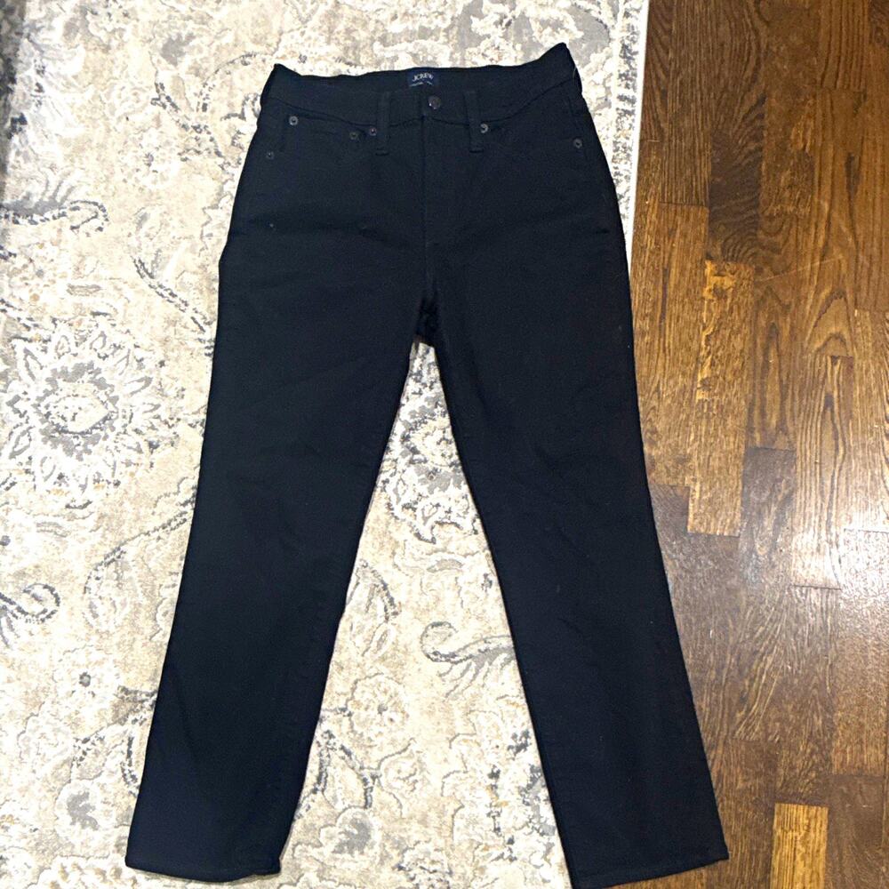 J.CREW Women’s Straight Jeans Black Dark Wash Cotton Blend Denim 5-Pocket